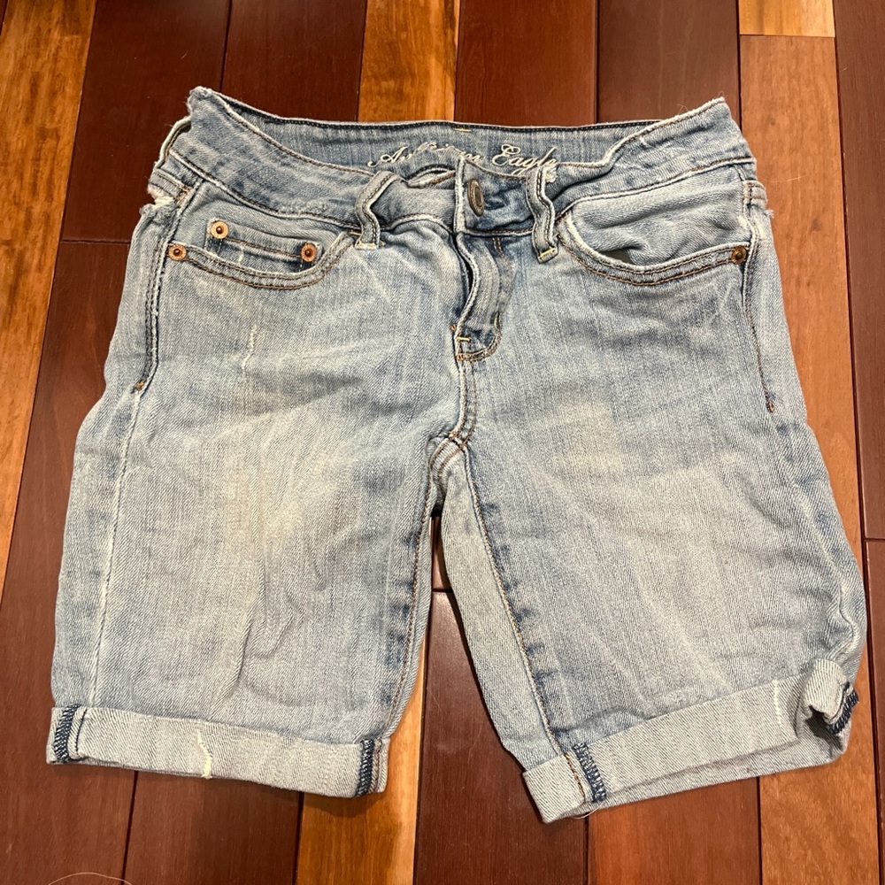 Light Wash Denim Bermuda Shorts - Women
